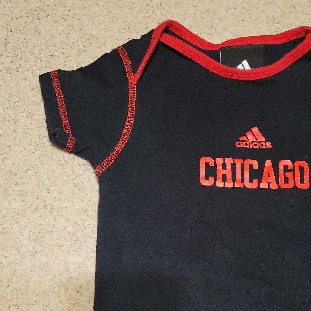 Adidas Kids Black and Red Chicago Bodysuit Size 12 Months